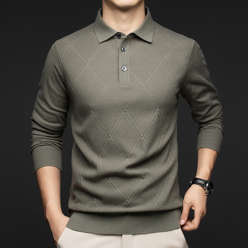 Lapel New Middle-aged Sweater Men
