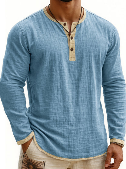 Digital Printing Two-tone Henley Shirt