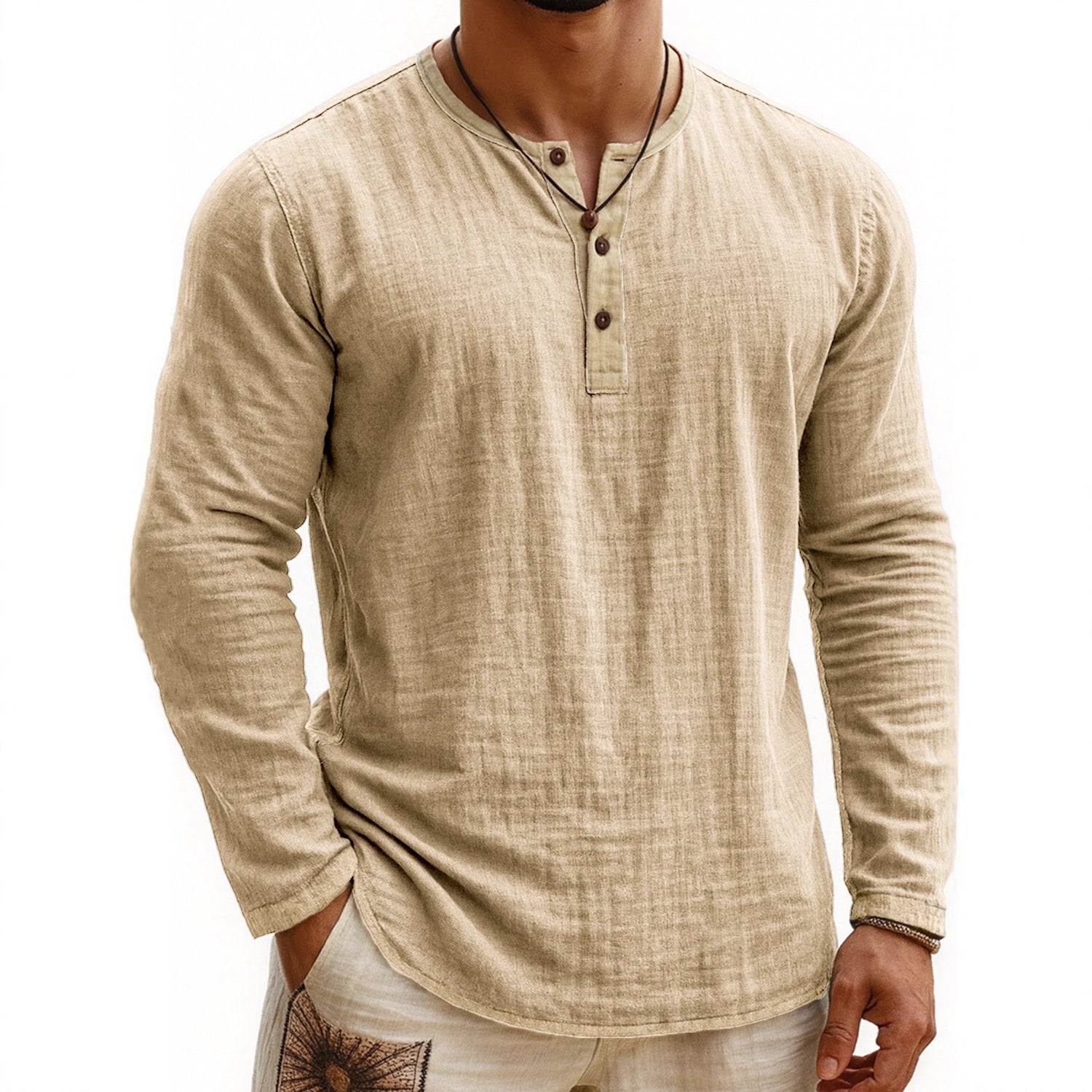 Digital Printing Two-tone Henley Shirt