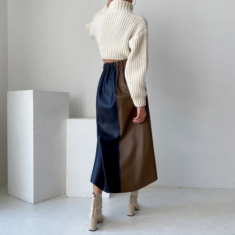 French Chic Retro Leather Skirt