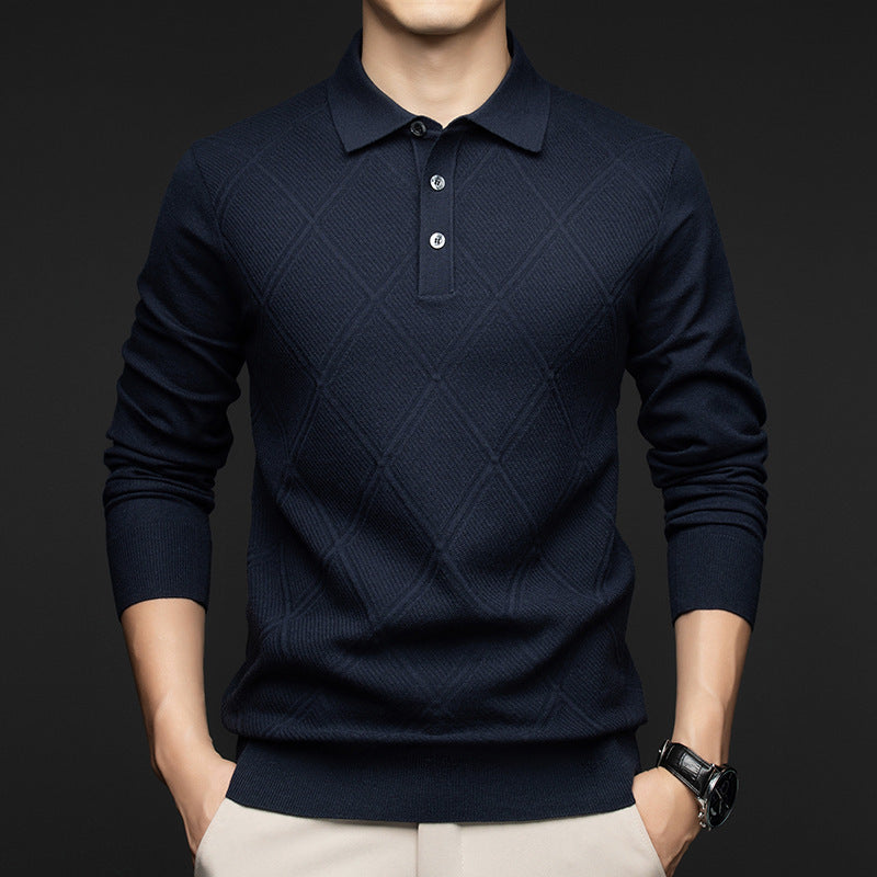 Lapel New Middle-aged Sweater Men