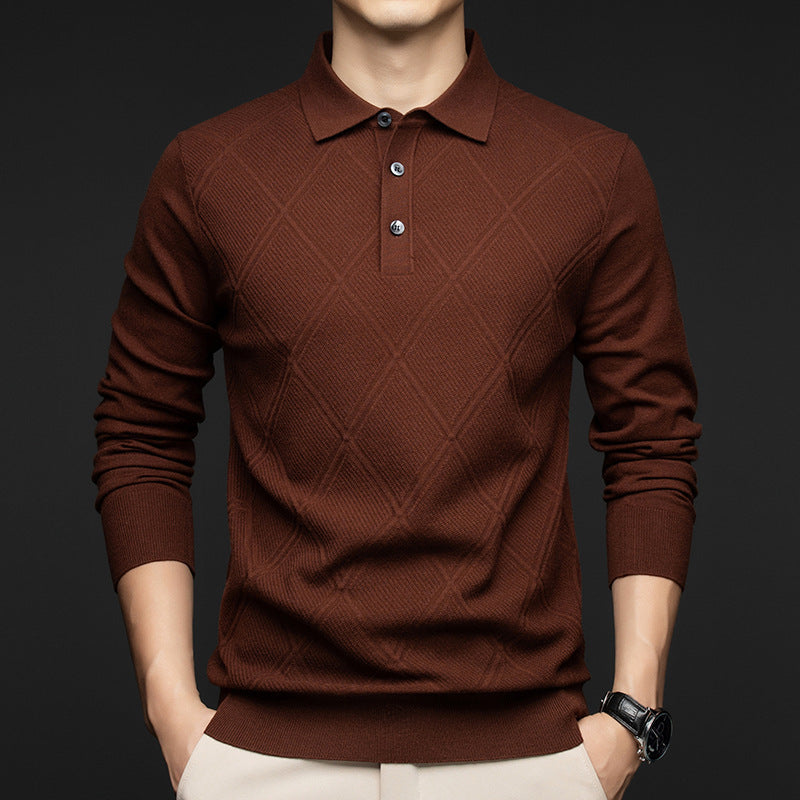 Lapel New Middle-aged Sweater Men