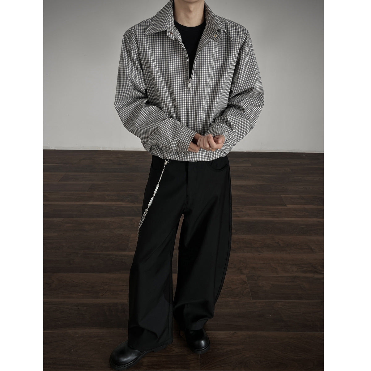 Korean Style Plaid Short Jacket