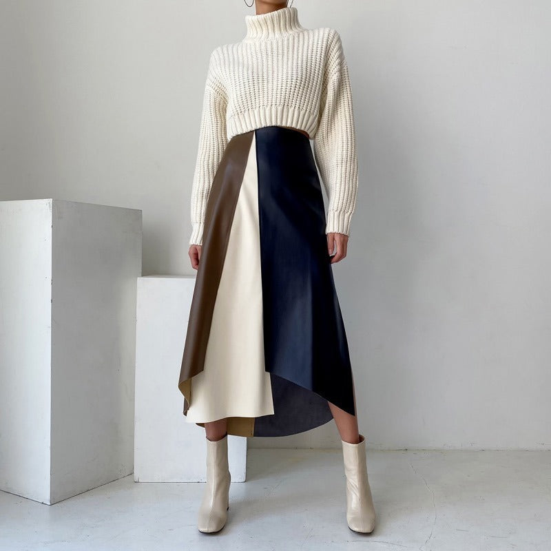 French Chic Retro Leather Skirt