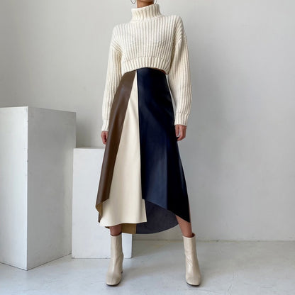 French Chic Retro Leather Skirt