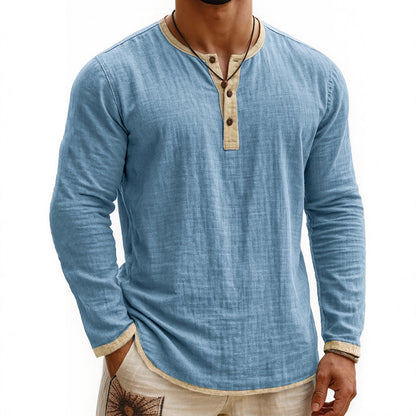 Digital Printing Two-tone Henley Shirt