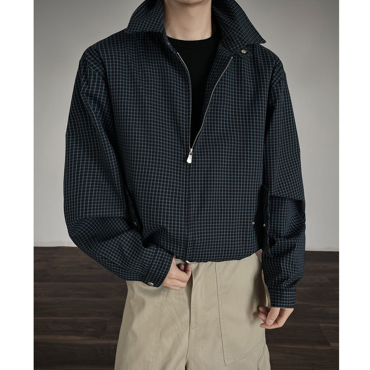 Korean Style Plaid Short Jacket